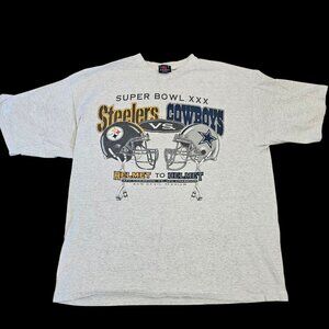 1996‎ Superbowl 30 Tshirt Cowboys Steelers Gray Sz XL NFL USA Made VTG 90s